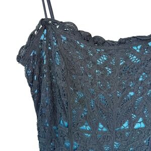 BETSEY JOHNSON Whimsigoth Sleeveless Lace Mini Dress • 6 • black, blue turquoise